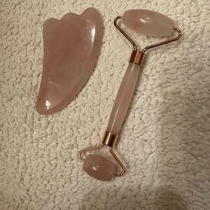 NEW Pink Rose Quartz Gua Sha + Face Roller